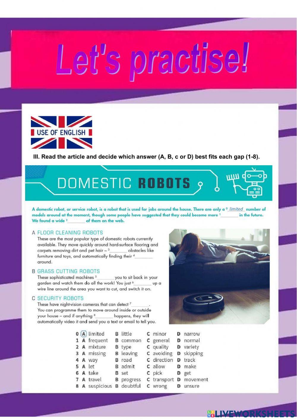 Listening, reading & use of english