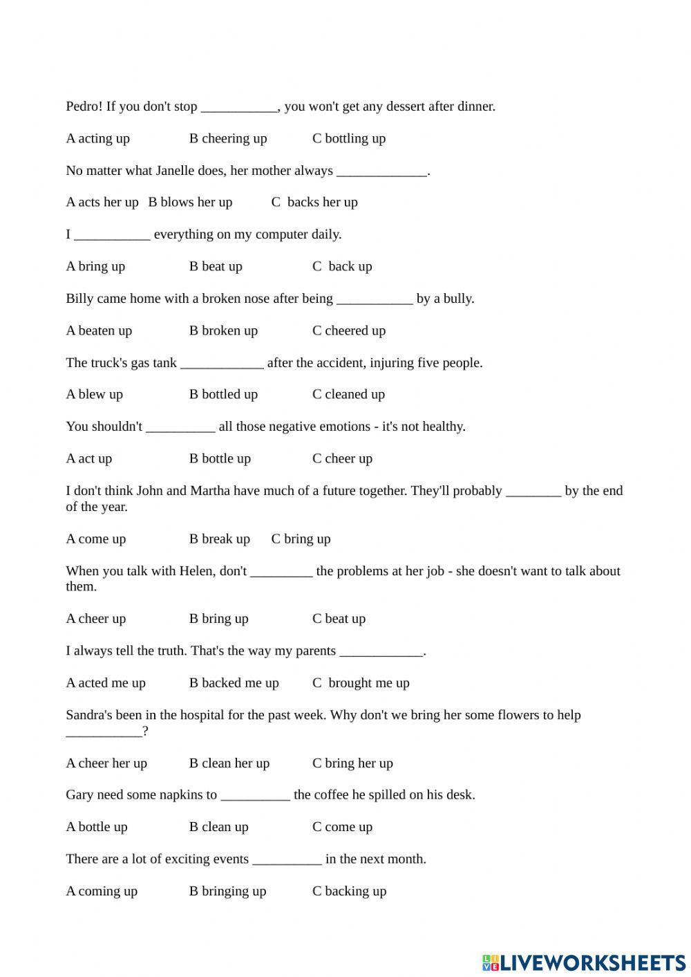 Phrasal Verbs With Up