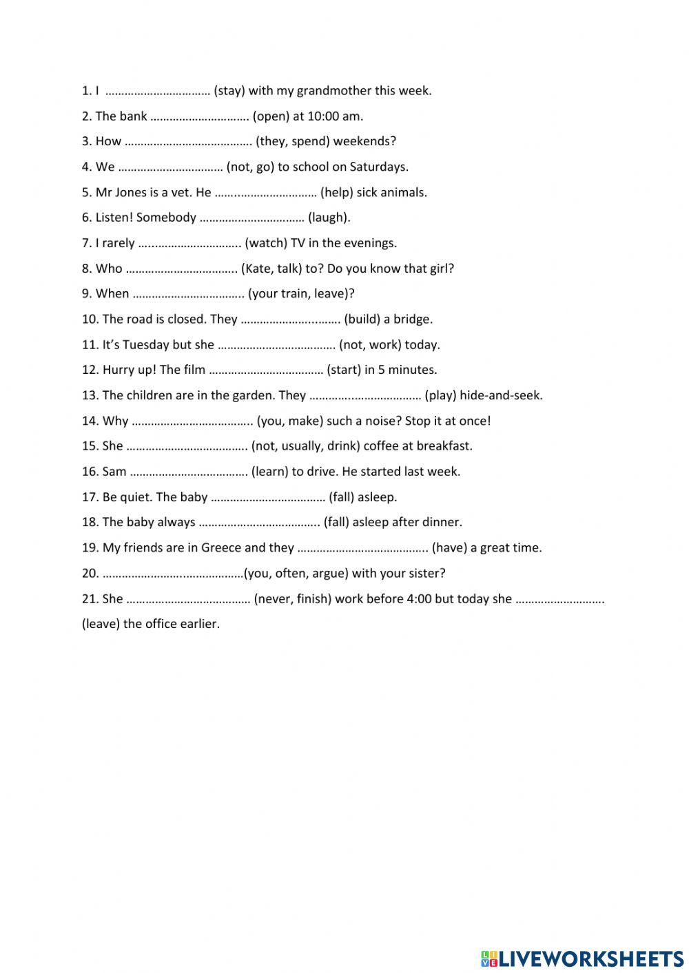 Present Simple vs. Present Continuous