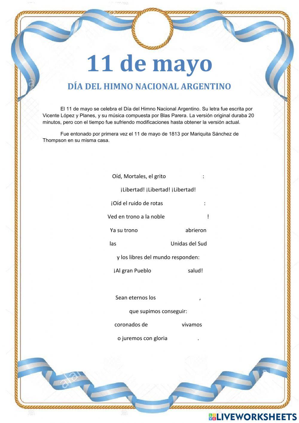 11 de mayo día del himno nacional argentino