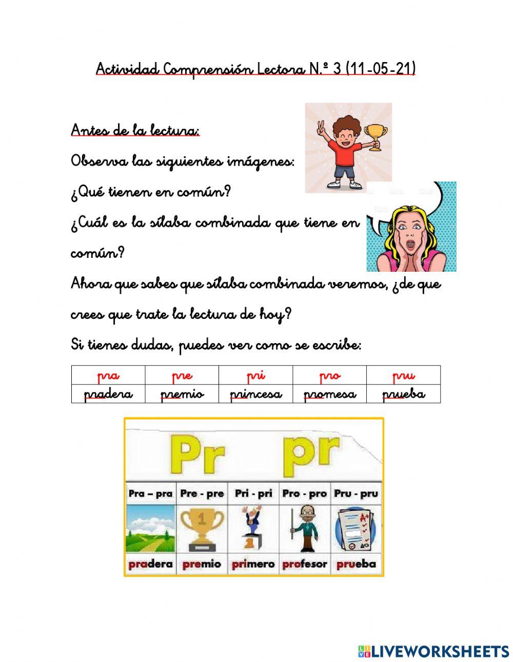 Actividad Comprensión Lectora N 3 2 básico