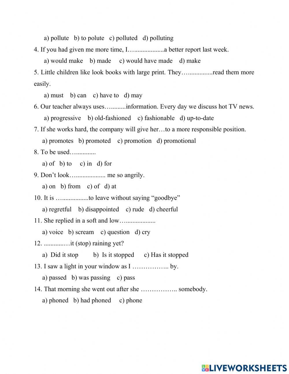 Контрольная работа 10 класс