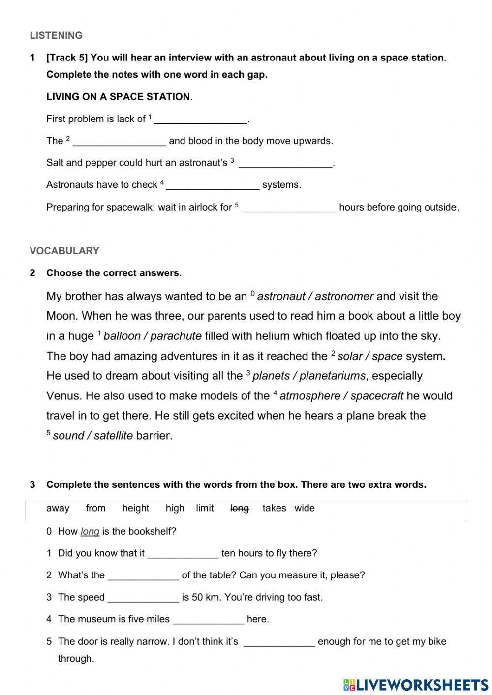 Test english class b1+ unit 5