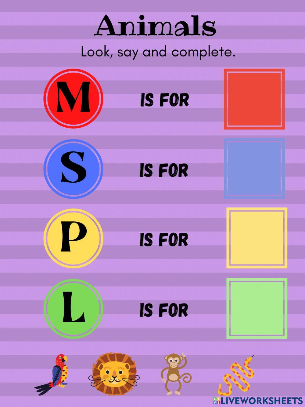 Animals online exercise for Kinder 2 Live Worksheets
