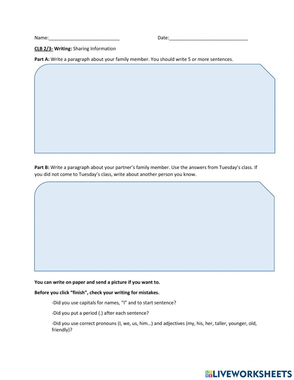 Writing about family member