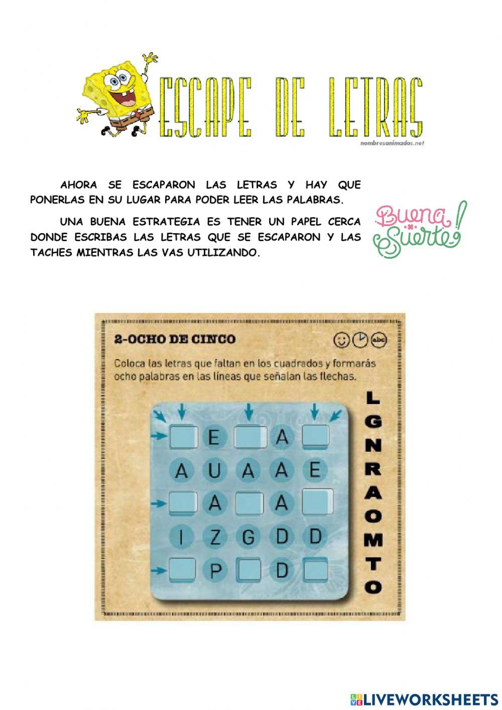 Escape de letras