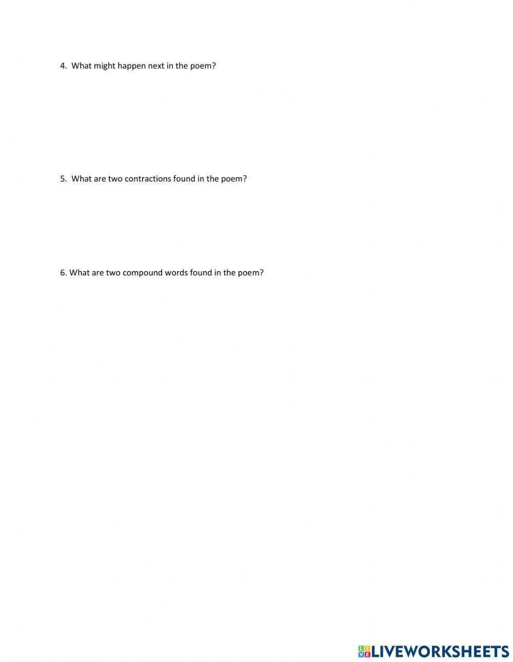 Follow up questions for poetry assessment grade 2 level