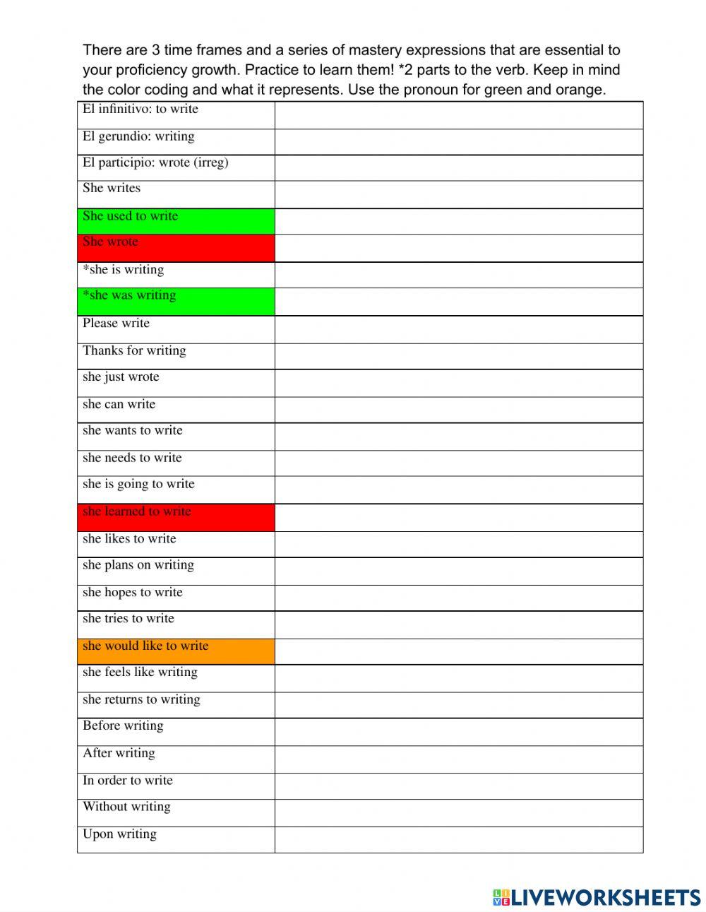 Verbo del día escribir - ella