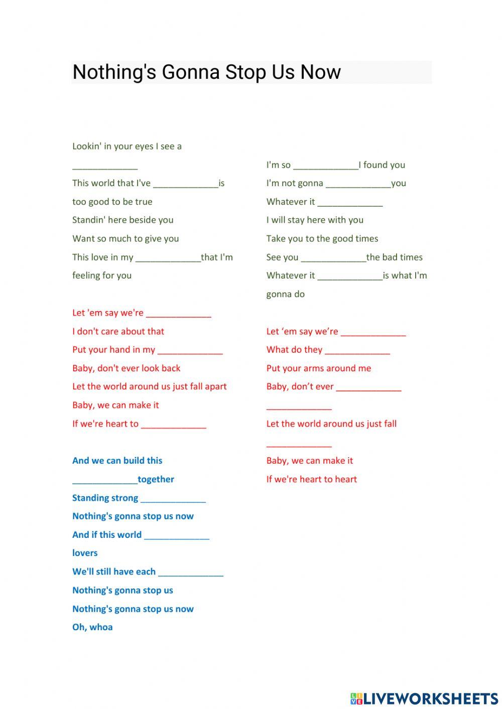 Nothings gonna stop us now