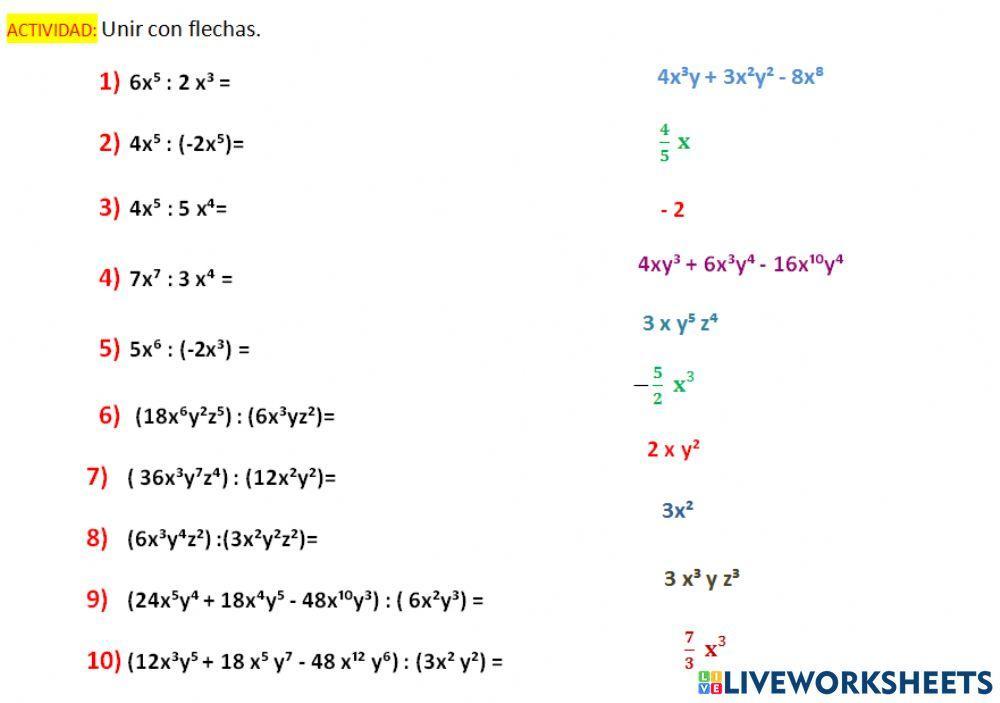 División de monomios-4ºAño