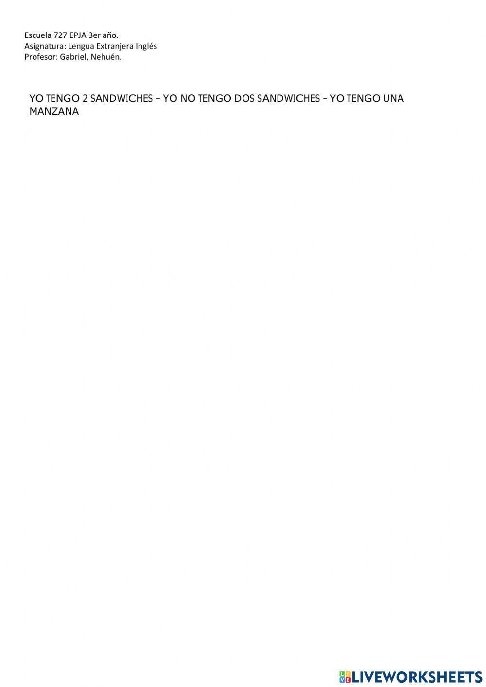 Actividad N°2 3° Año EPJA 727 Inglés