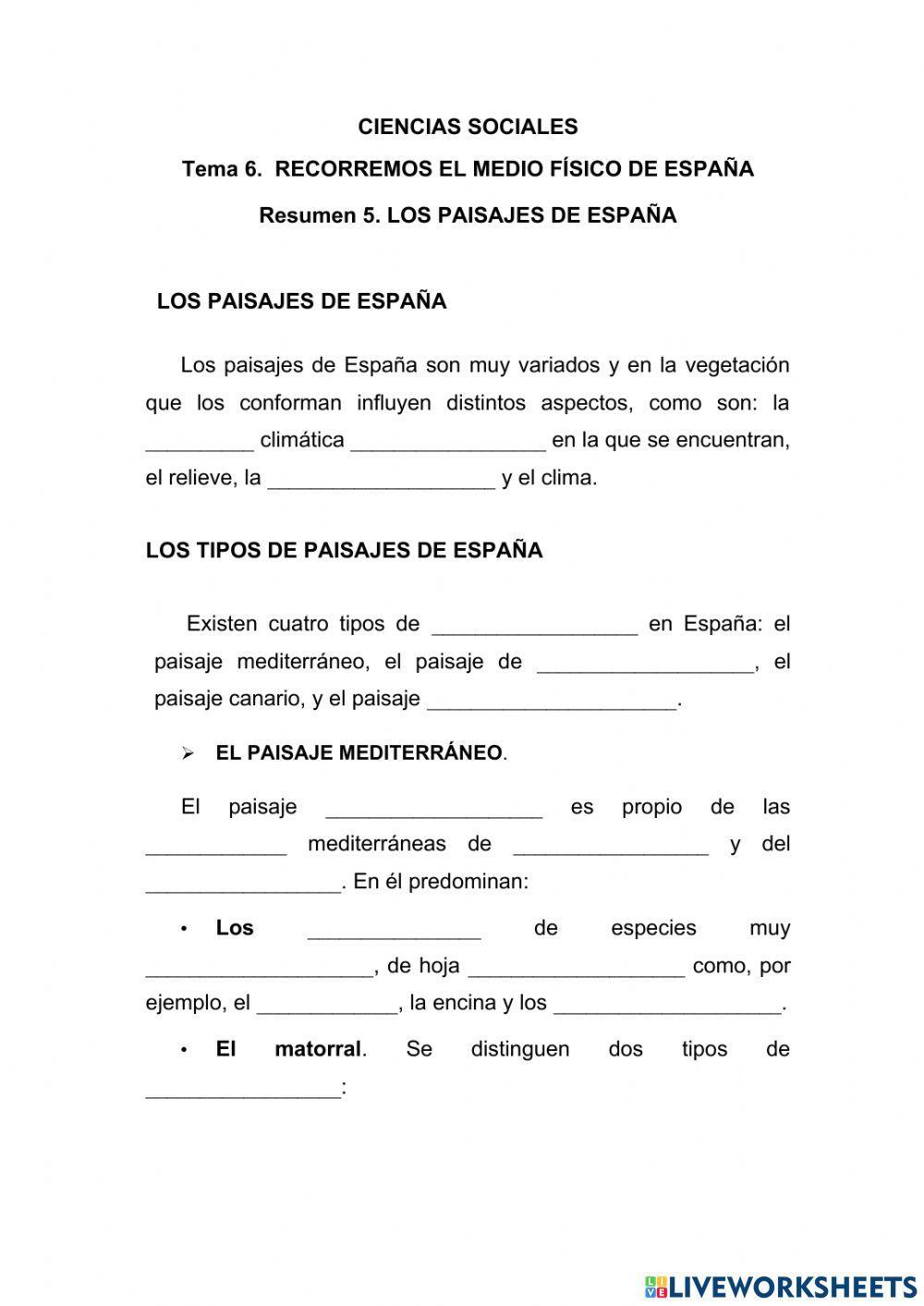 Los paisajes de España