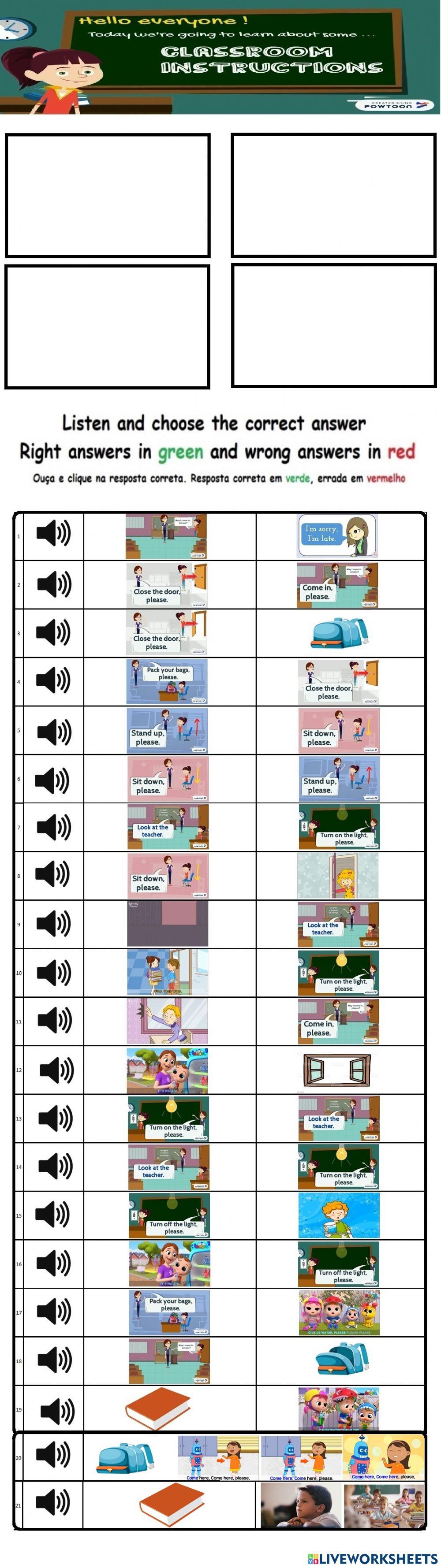 Classroom Instructions For Kids Pdf