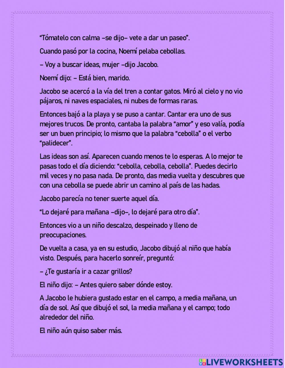 Lectura Jacobo sale a buscar ideas