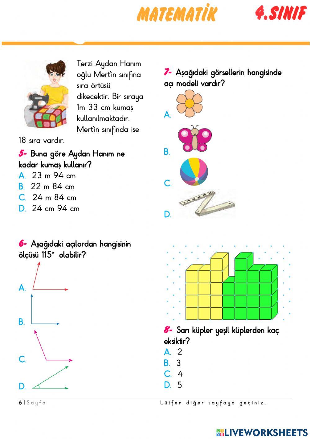 4.sınıflar deneme sınavı mat tr