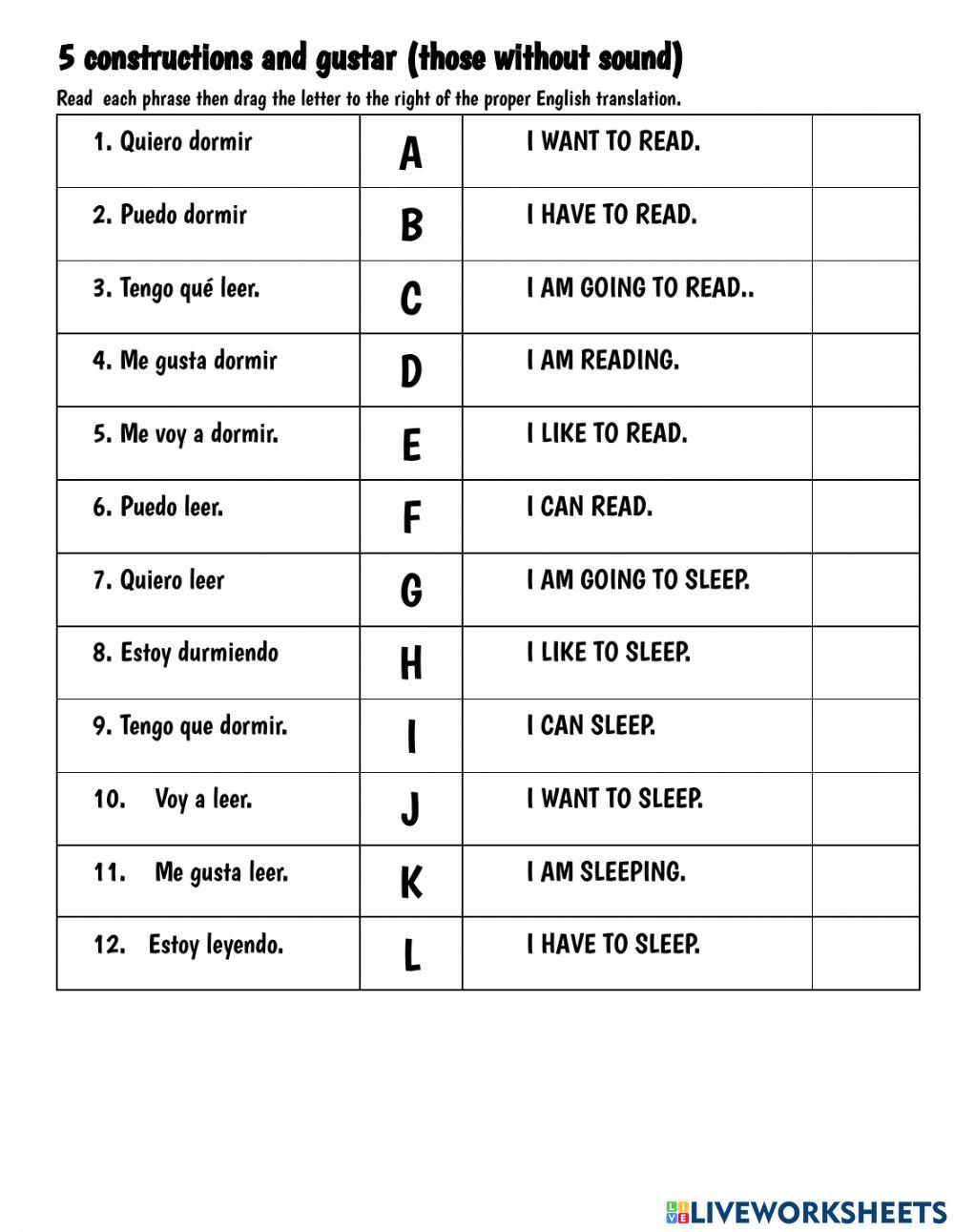 5 Spanish Constructions + gustar