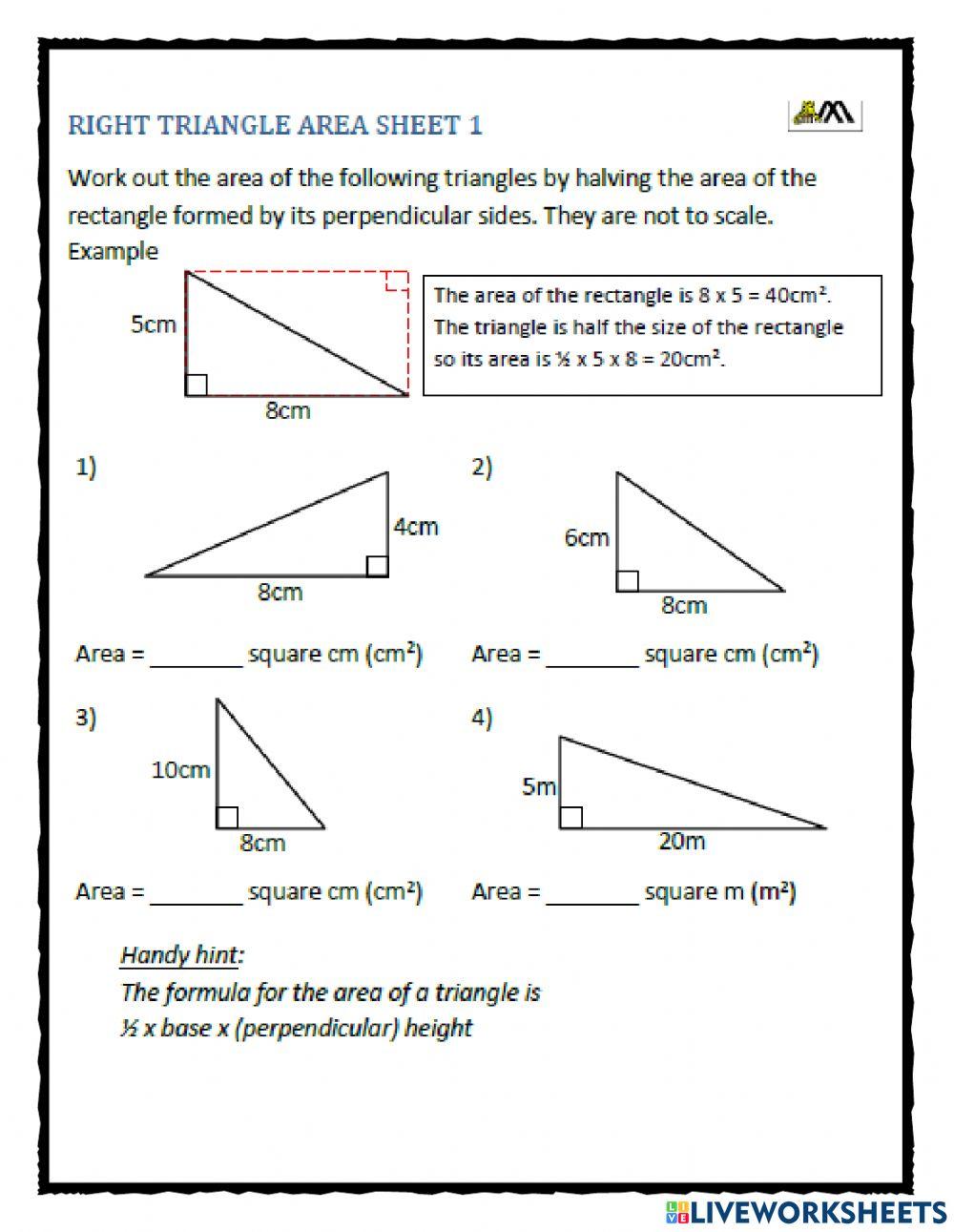 Find the area of a triangle