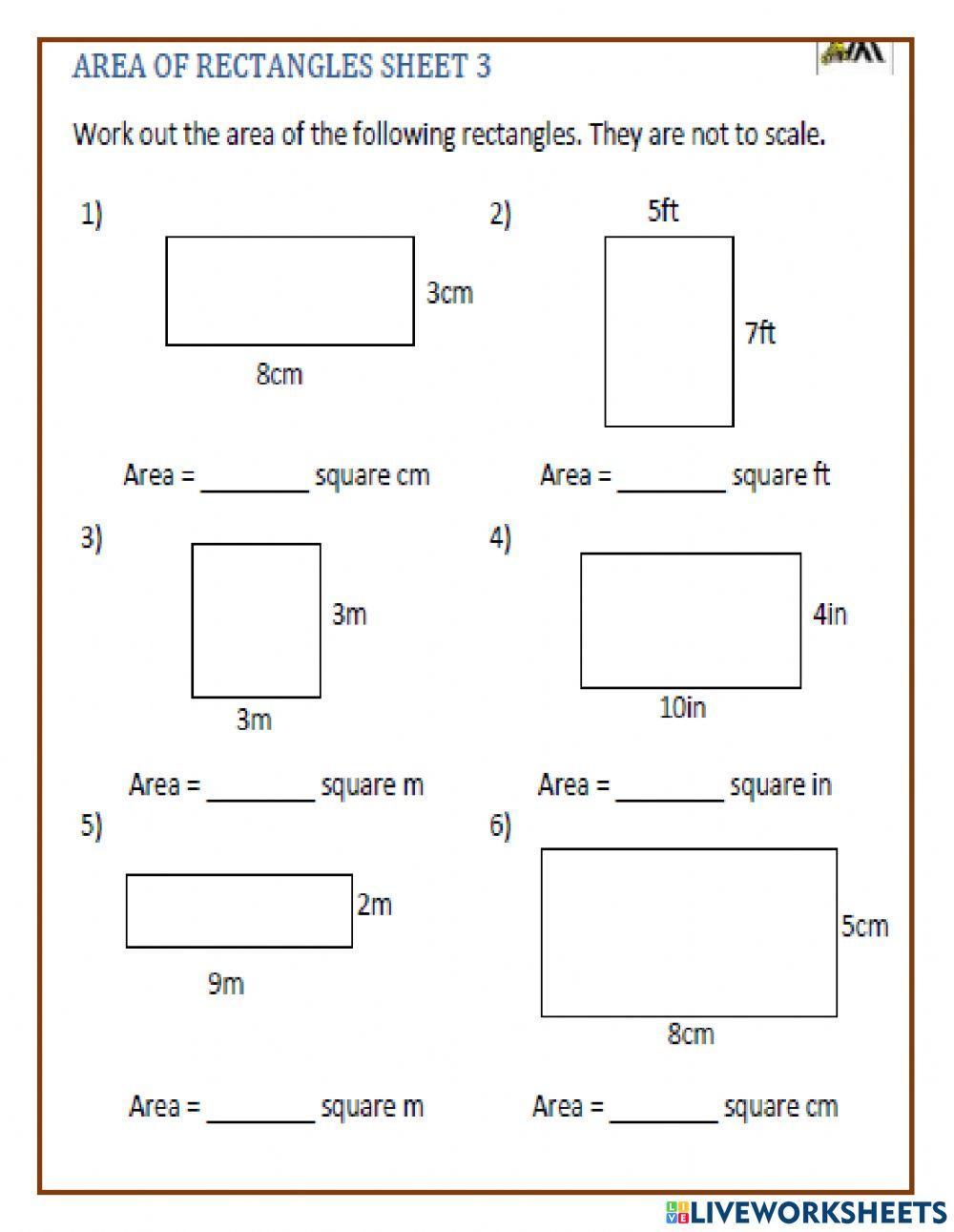 Find the area of a rectangle