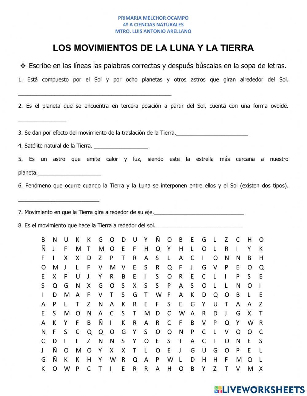 Los movimientos de la luna y la tierra