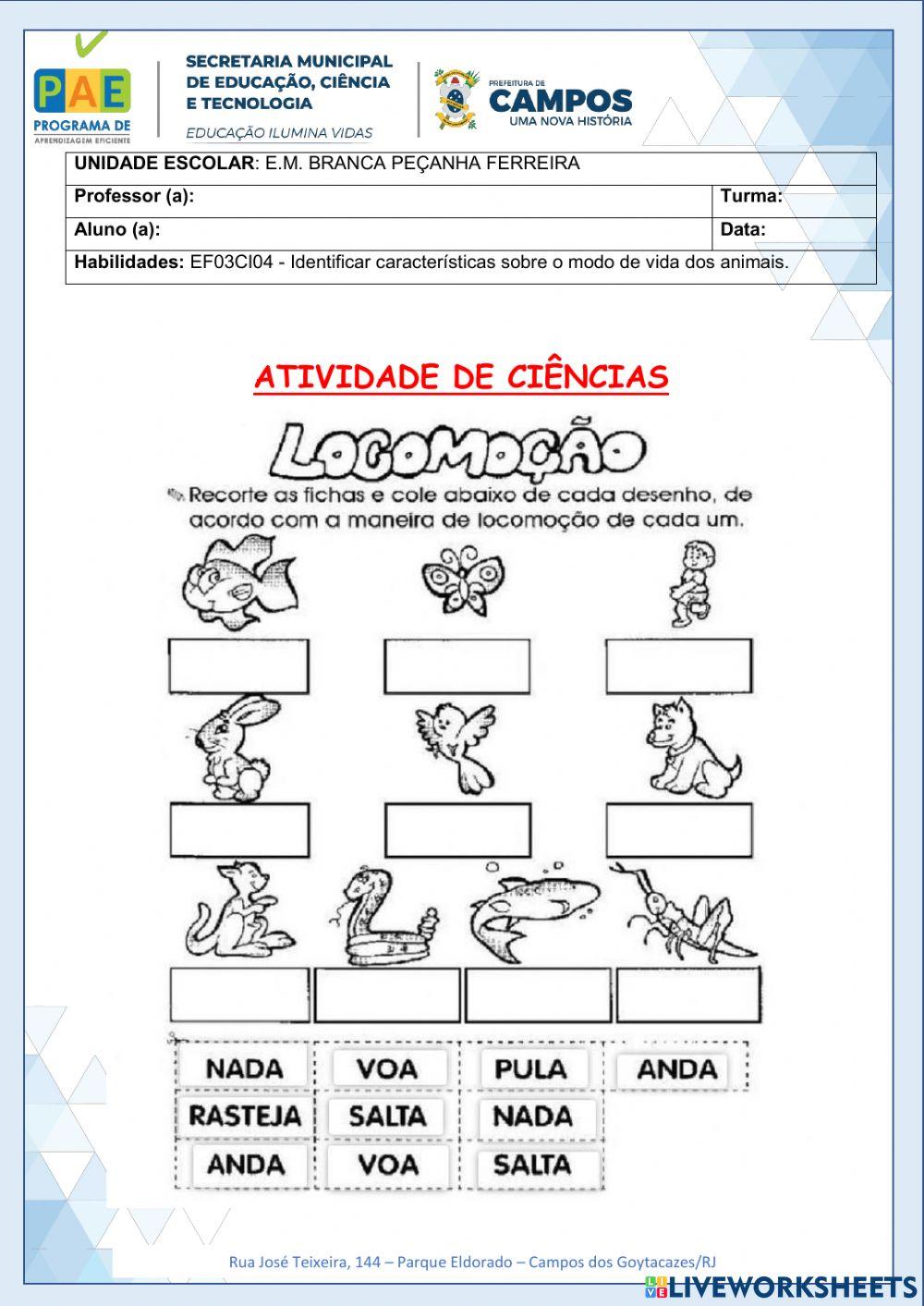 Locomoção dos animais