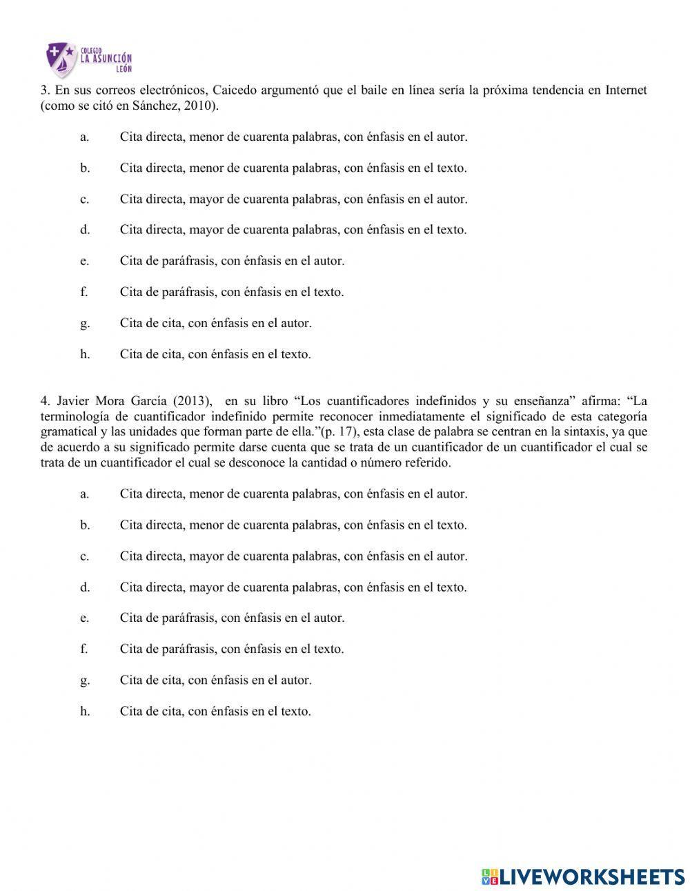 Ejercitación de normas apa