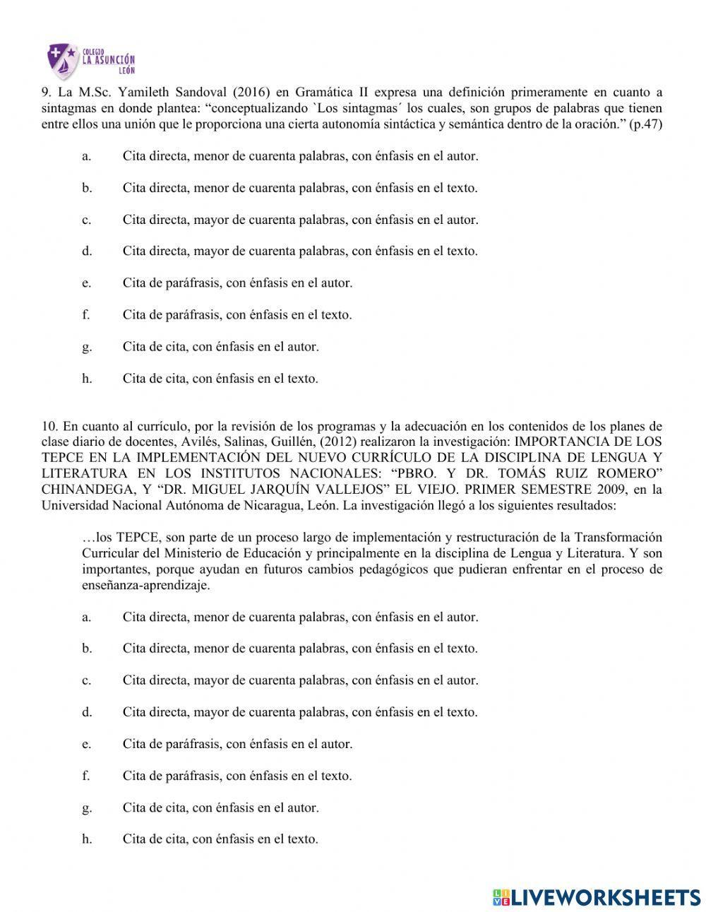 Ejercitación de normas apa