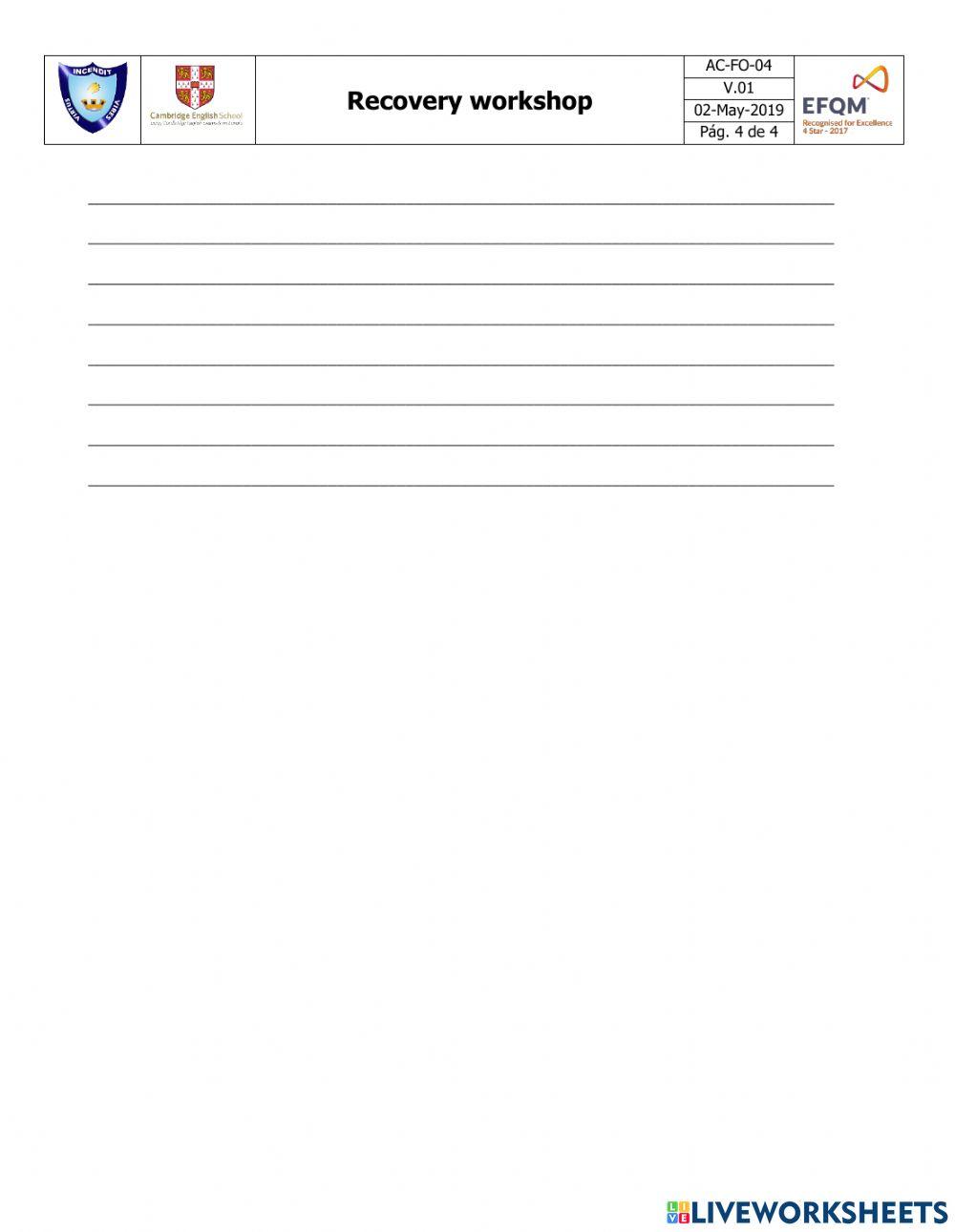 Recovery workshop 4d 2nd term cut 1