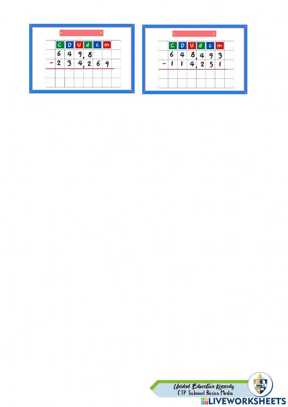 Sumas y restas con decimales
