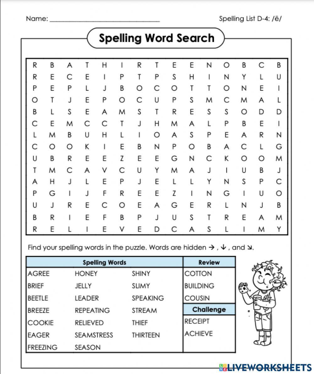 Word Search Puzzle D-4 5th Grade