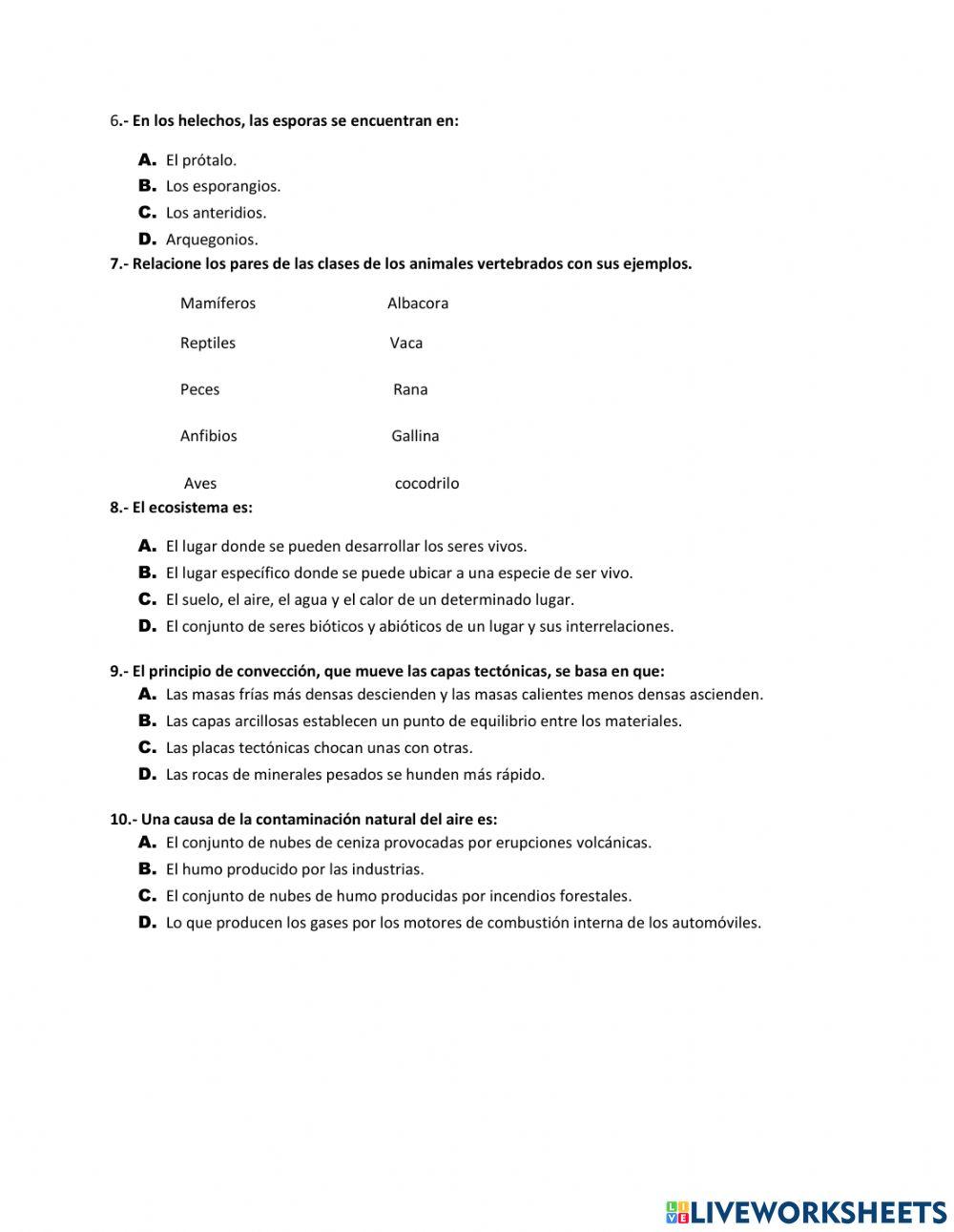 Prueba diagnóstica ciencias naturales