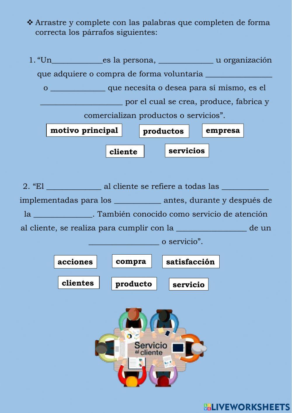 Concepto de servicio al cliente