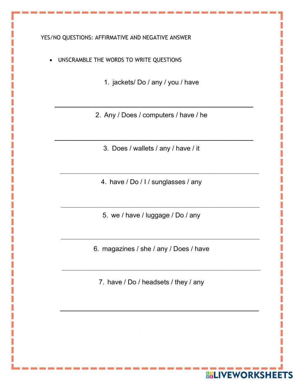 Have questions in simple present worksheet | Live Worksheets