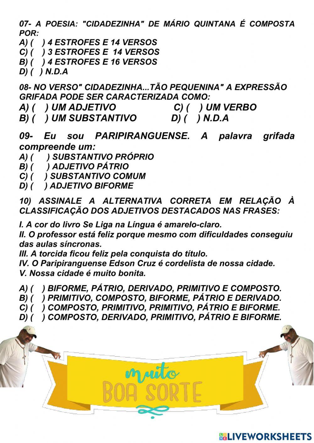 Avaliação portugues ii da ii etapa jackson