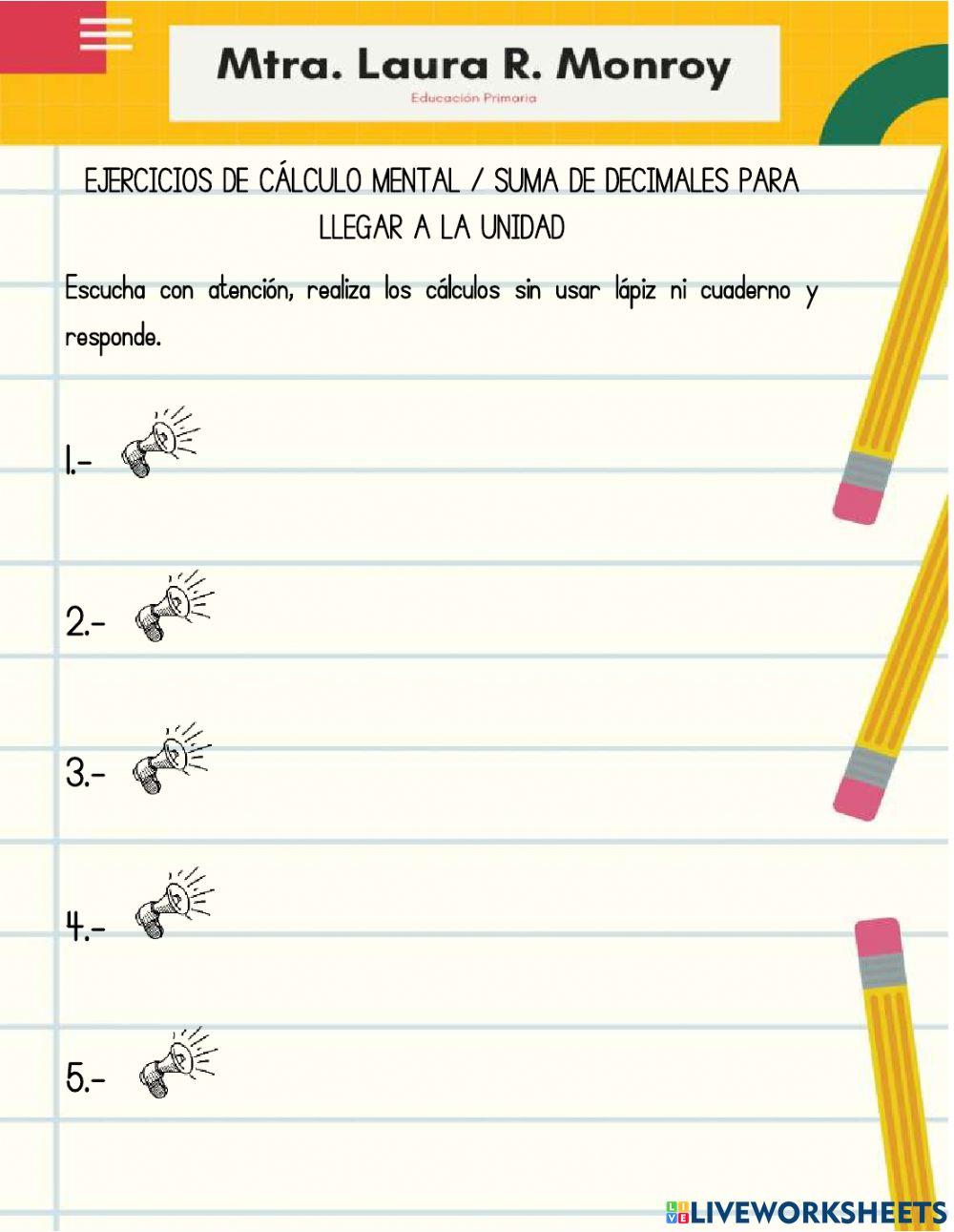 Sumas para llegar a la unidad