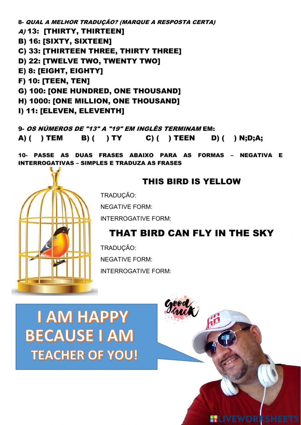 Avaliação de ingles 6 anos ii da ii etapa