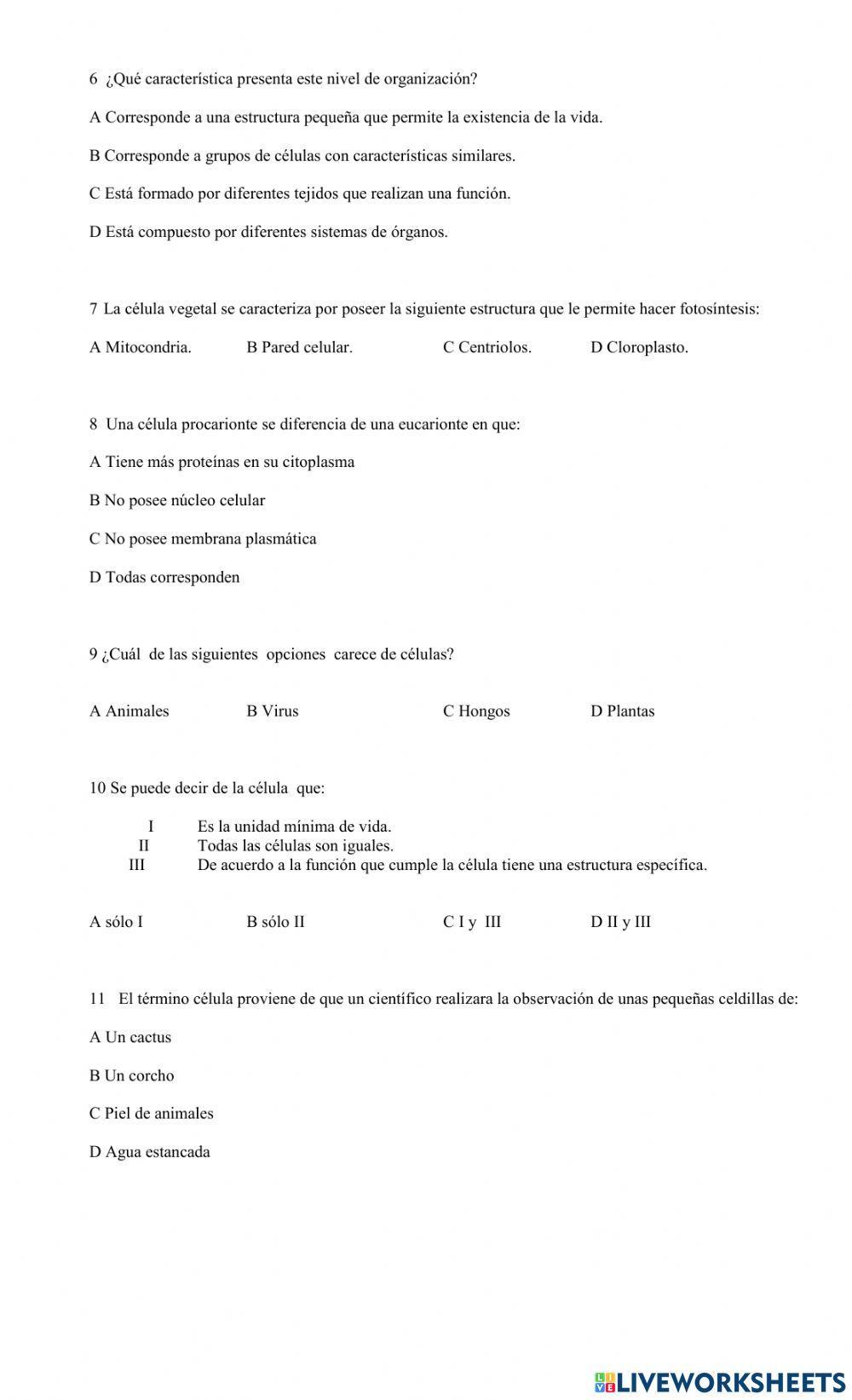 Niveles de organización de los seres vivos