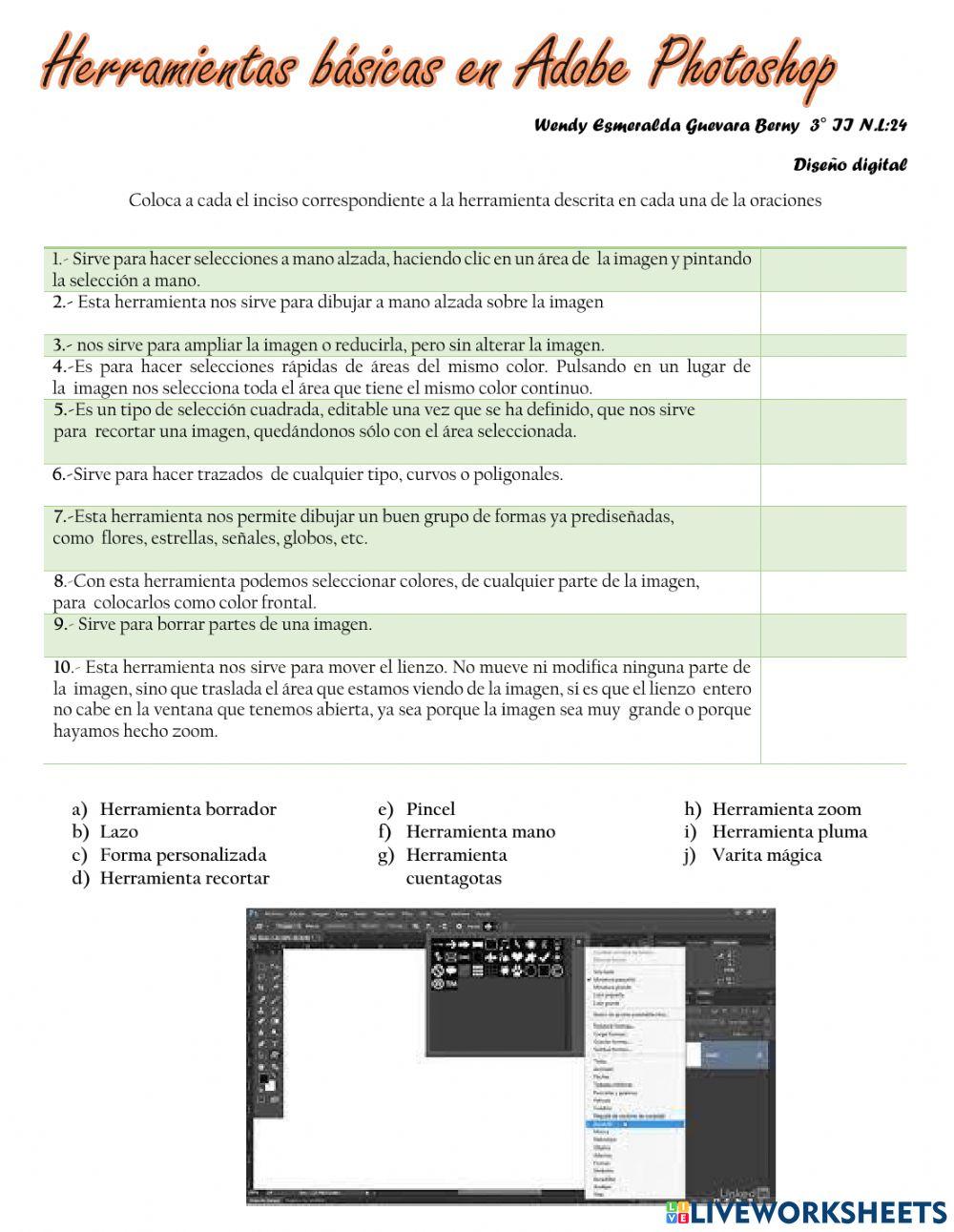 Herramientas básicas en Adobe Photoshop.