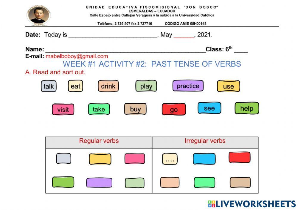 Review activity 2 - past tense of verbs
