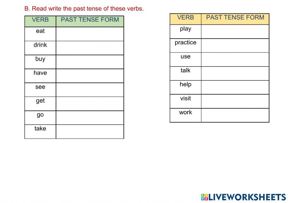 Review activity 2 - past tense of verbs