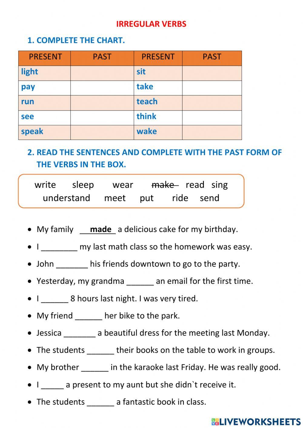 Irregular verbs lesson