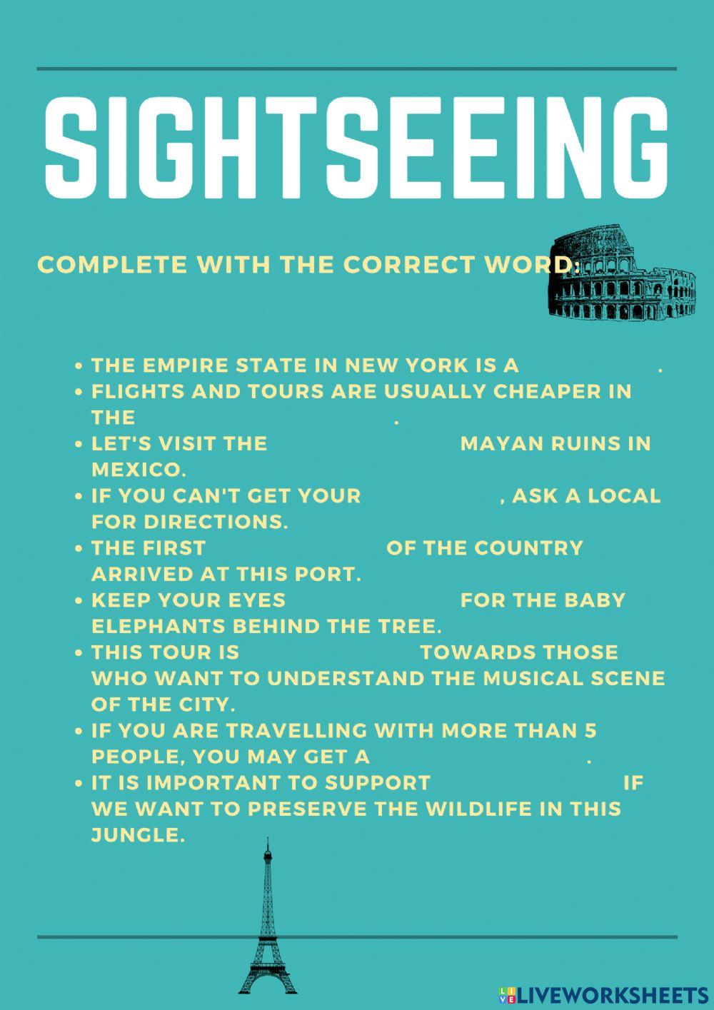 Sightseeing Level 3 worksheet Live Worksheets