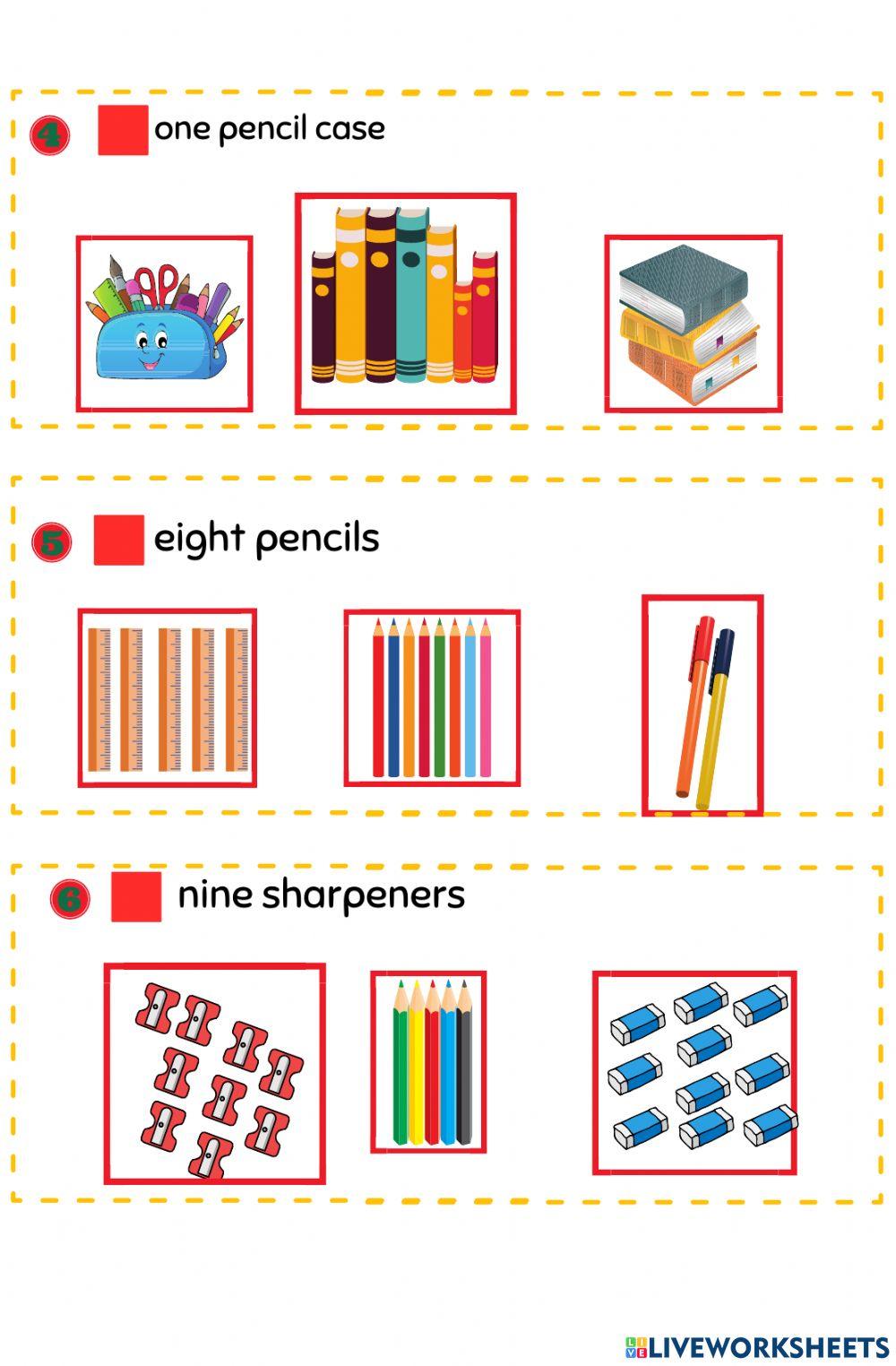 Numbers, shapes and school things