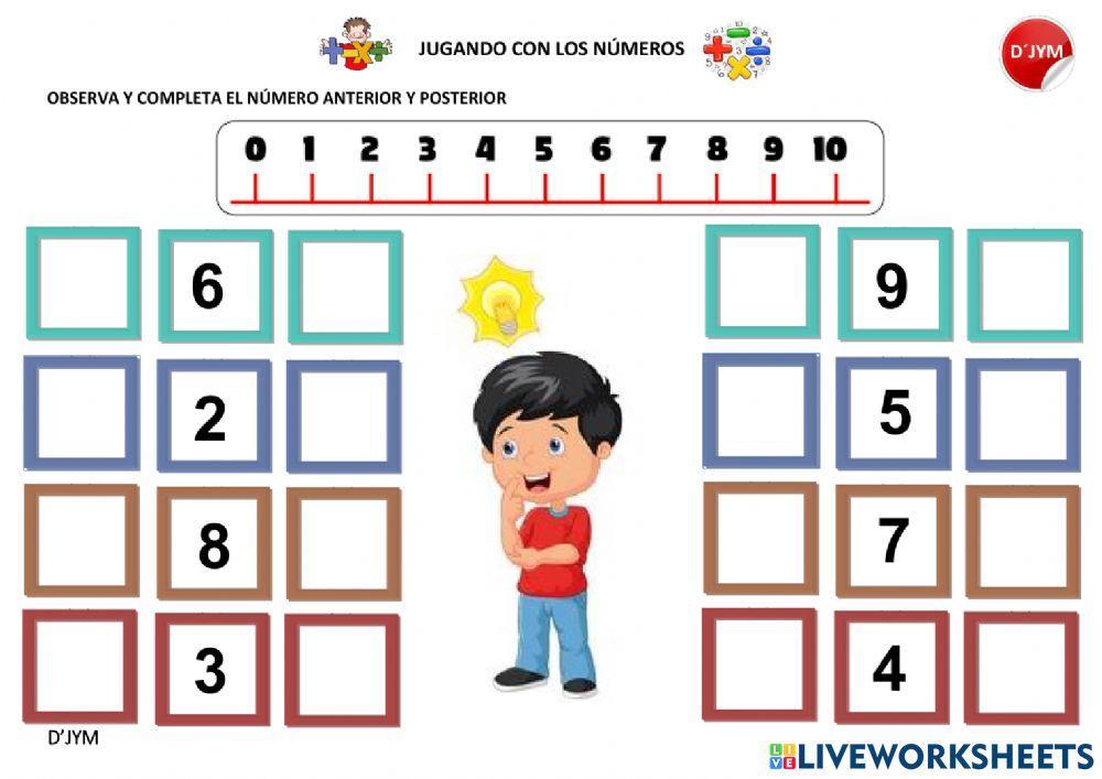 Número Anterior - Posterior del 1 al 10