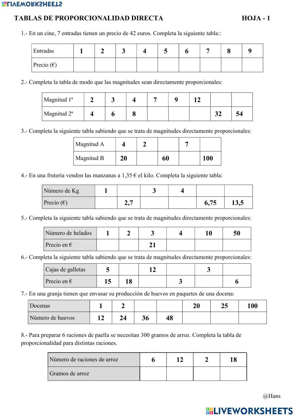 Proporcionalidad Directa
