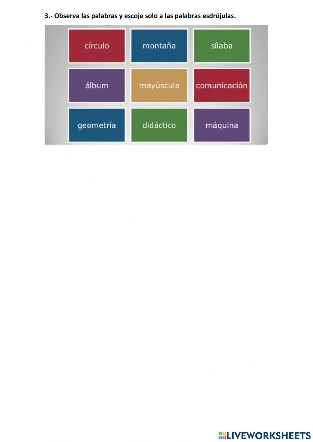 Palabras graves y esdrújulas