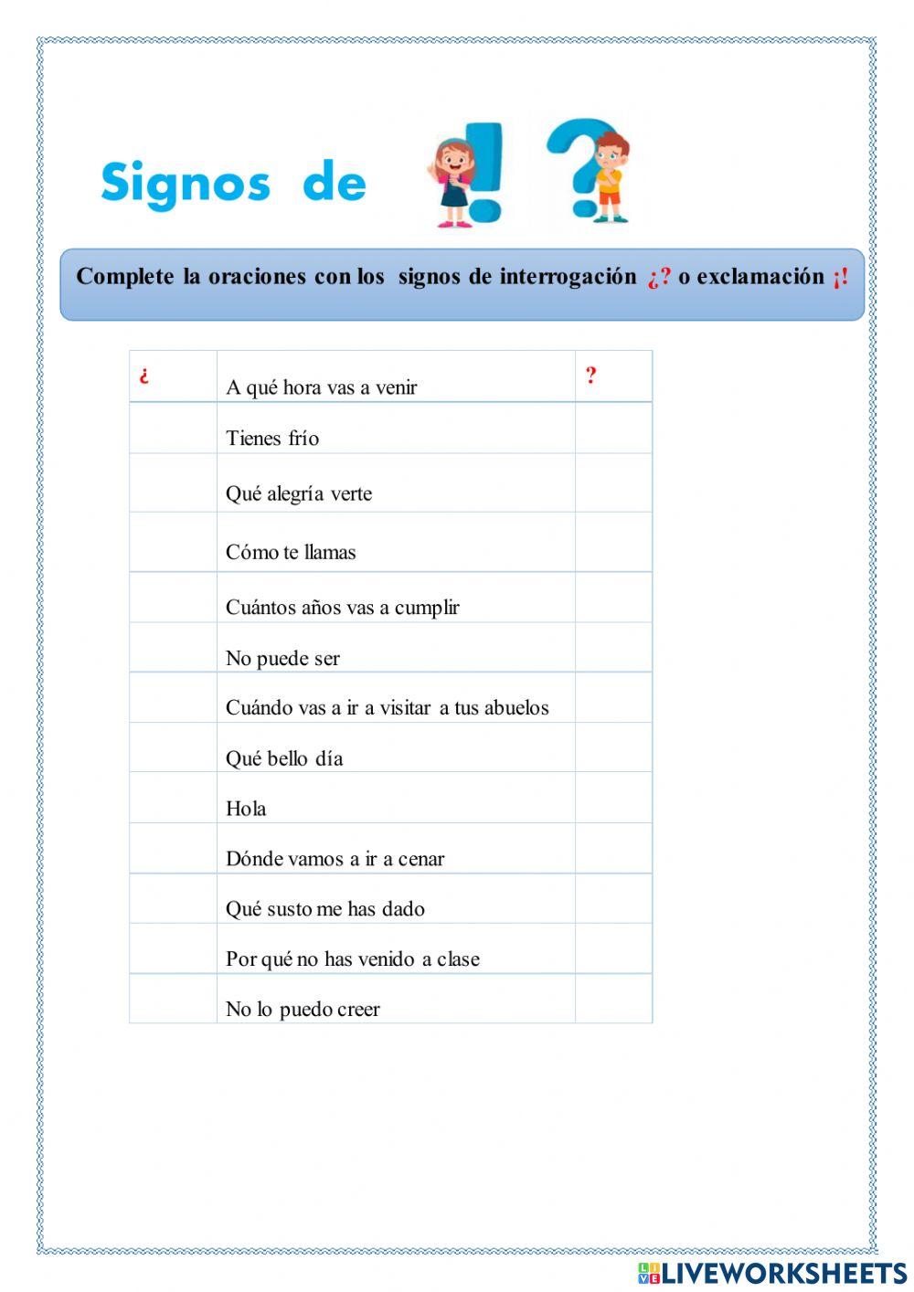 Signos de interrogación y exclamación