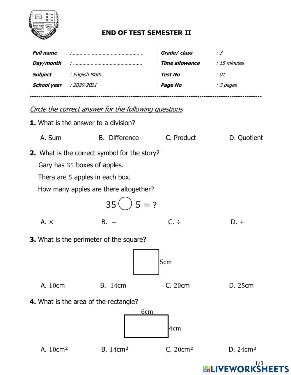 G3 Semester 2 Online Review