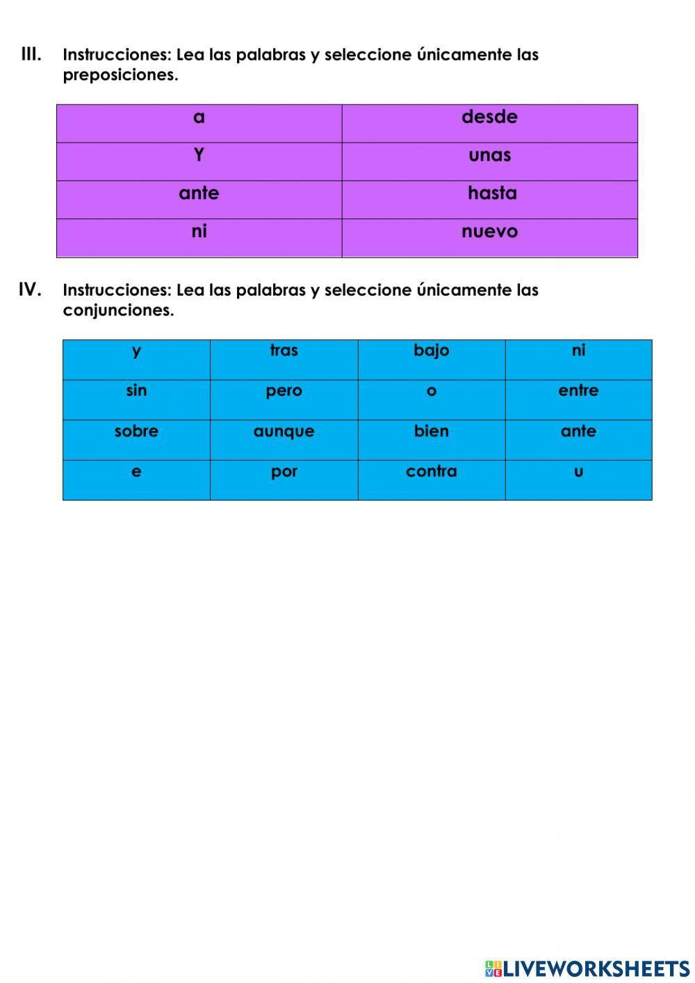 Prueba de Español 1 5TO (IV P)