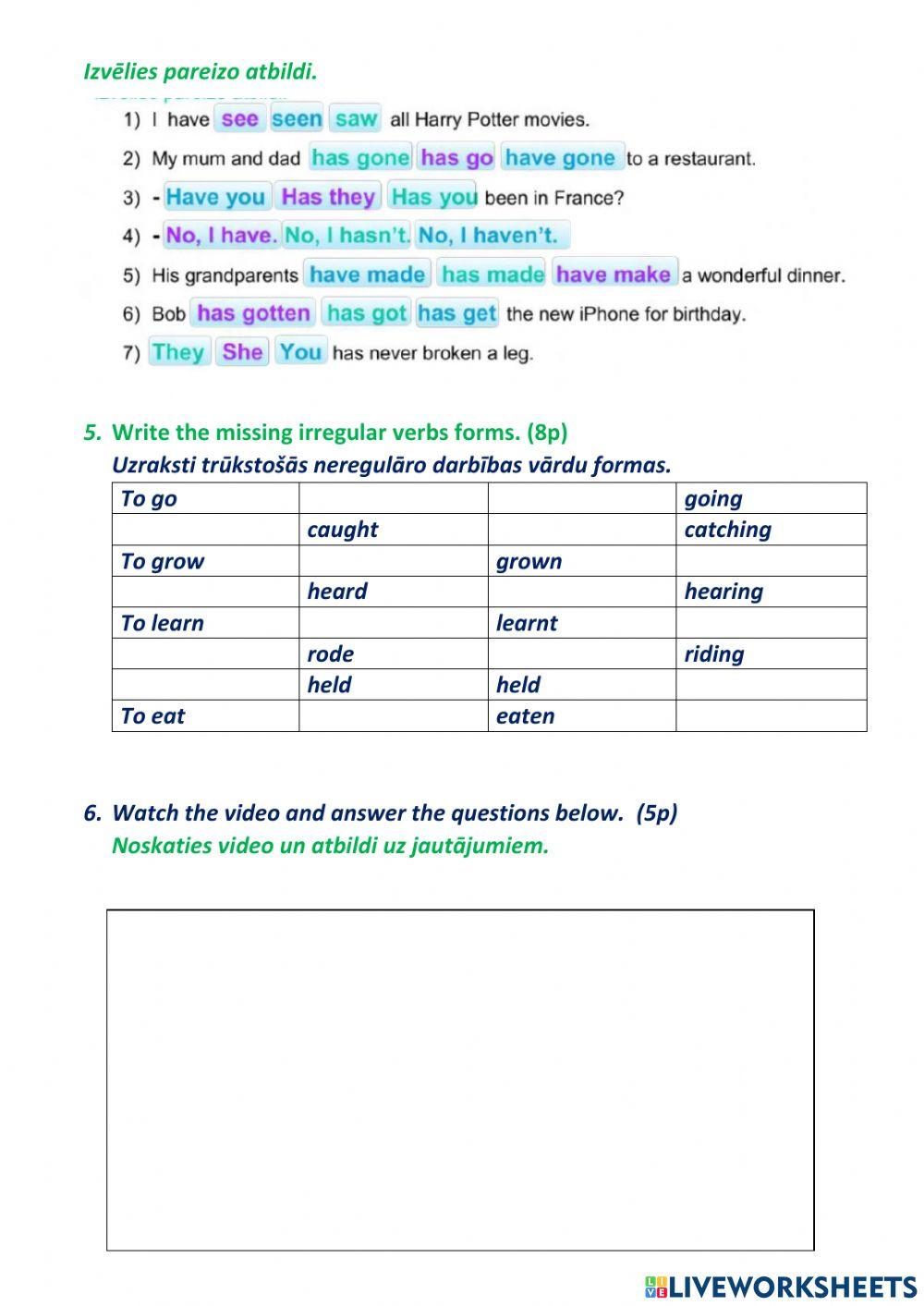 Present Perfect-Nature Objects