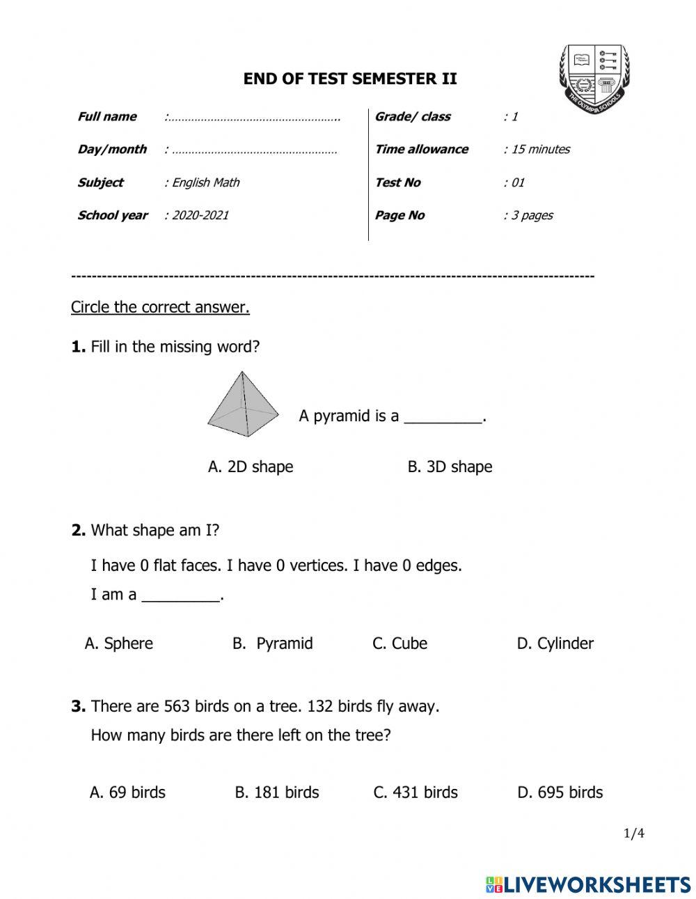G2 review semester 2 online worksheet live worksheets